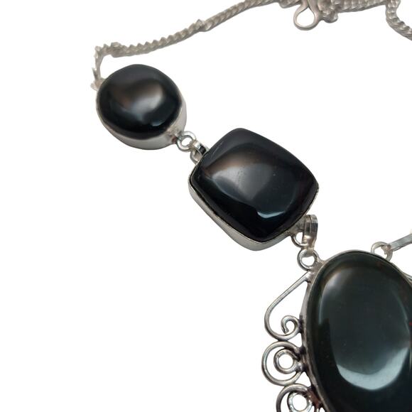 Bloodstone Sterling Silver Necklace - Elegant 22-Inch Necklace - Picture 2 of 7